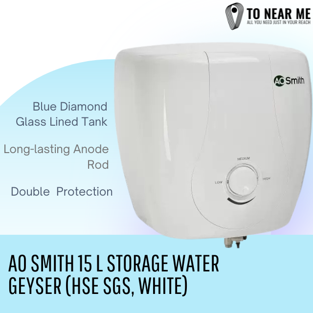 AO Smith 15 L Storage Water Geyser (HSE SGS 15LTRS, White)